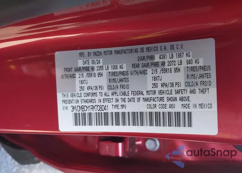 2024 Mazda Cx-30 2.5 S Preferred Package z USA, uszkodzony, nr VIN 3MVDMBCM1RM708041